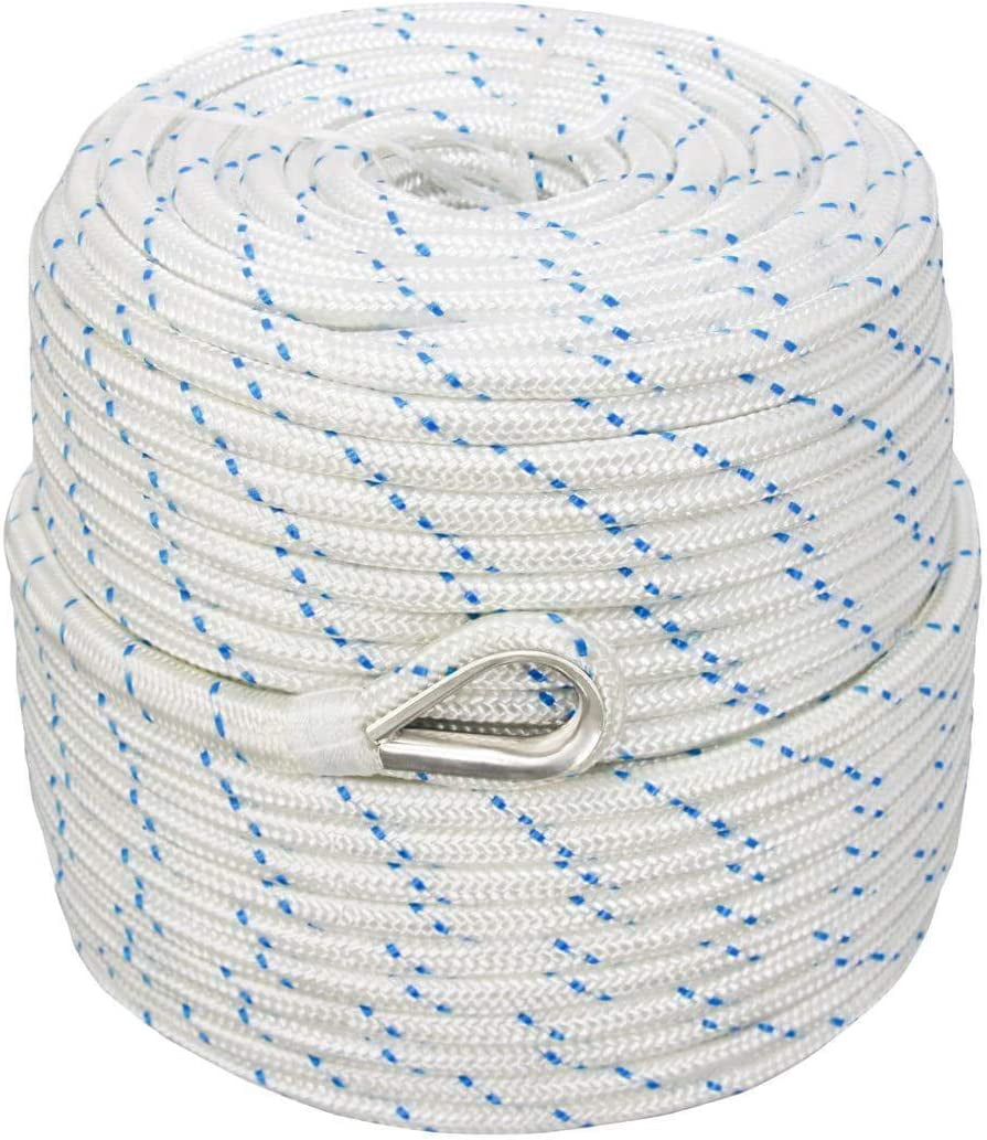 Double Braided Nylon Rope/Line with Thimble, Boat Rode - Walmart.com