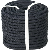 Double Braided Polyester Rope (1/2 in x 50 ft) Strong Arborist Rigging Rope 48 Strands for Tree Work Climbing Camping Sailing, Black