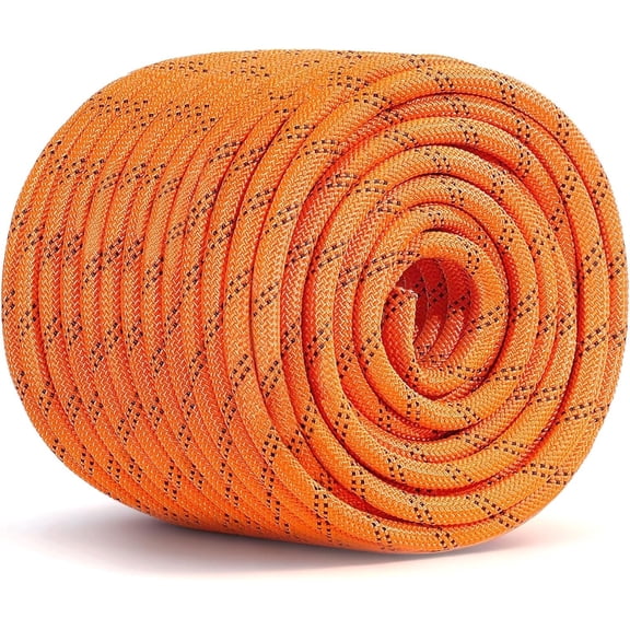 Double Braided Polyester Rope 3/8 in X 120ft Arborist Rigging Rope | 48 Strands Outdoor Pulling Heavy Duty Bull Rope for for Rock Hiking Camping Swing Tree Rescue Orange