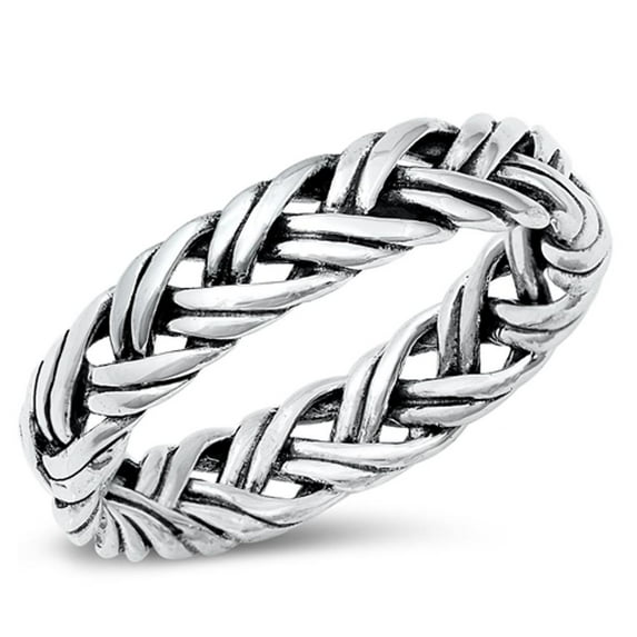 Double Braided Rope Promise Ring .925 Sterling Silver Band Jewelry Female Male Unisex Size 7