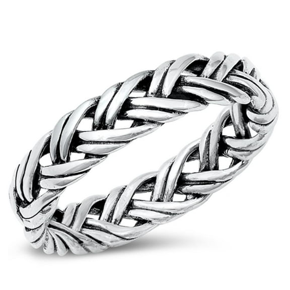 Double Braided Rope Promise Ring .925 Sterling Silver Band Jewelry Female Male Unisex Size 9
