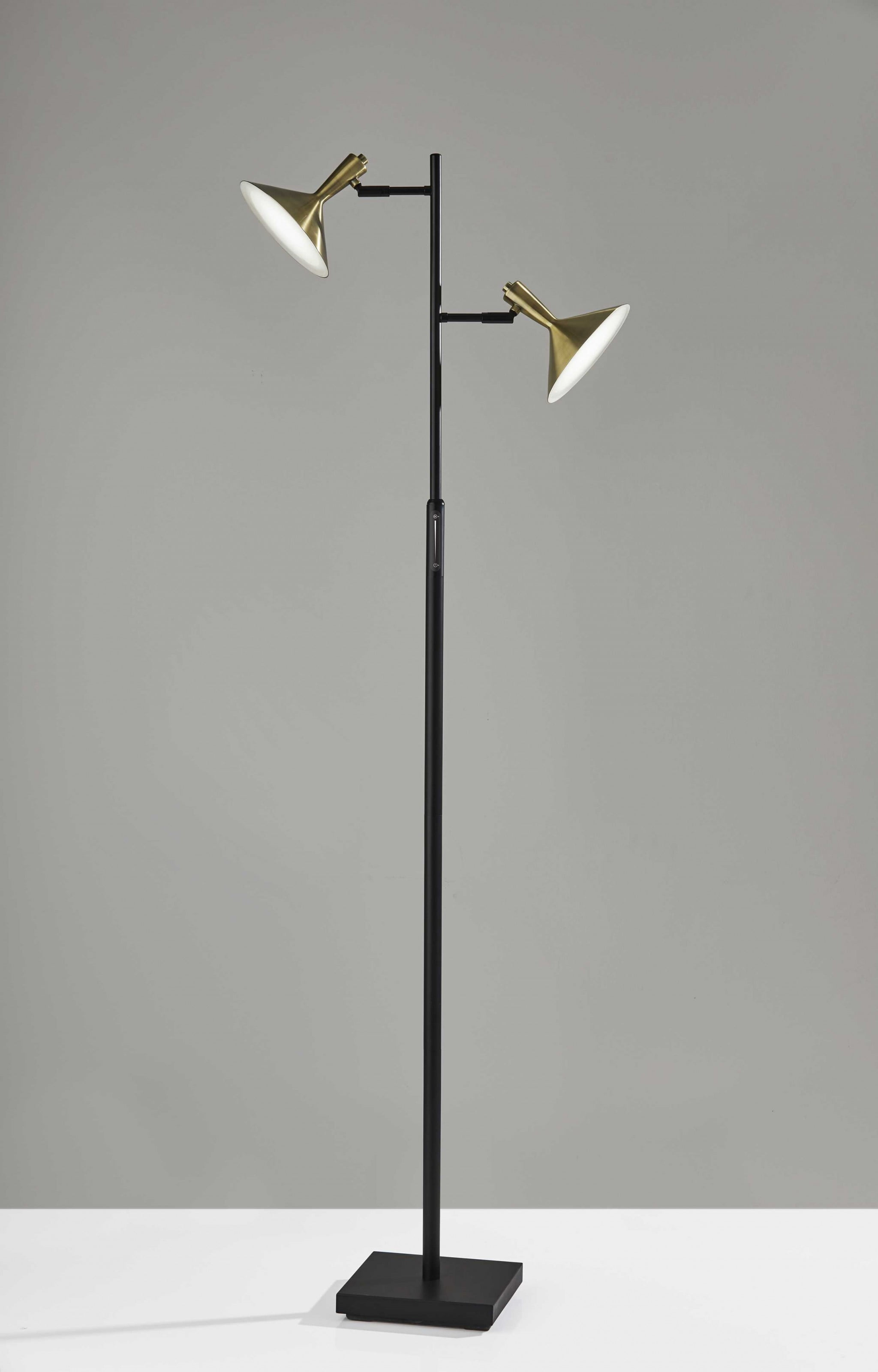Adjustable Brass Spotlight Led Floor Lamp In Black Metal Adjustable Brass Spotlight Led Floor Lamp In Black Metal