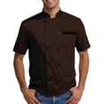 thumbnail image 1 of Double-Breasted Chef Coat Unisex Short Sleeve Cook Jacket Professional Kitchen Restaurant Uniform 2026 Brown 2XL, 1 of 5
