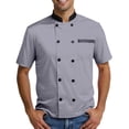 thumbnail image 1 of Double-Breasted Chef Coat Unisex Short Sleeve Cook Jacket Professional Kitchen Restaurant Uniform 2026 Light Gray M, 1 of 5