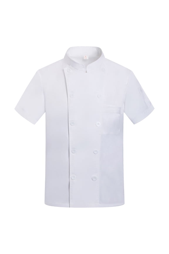 Double-Breasted Chef Coat Unisex Short Sleeve Cook Jacket Professional Kitchen Restaurant Uniform 2026 White XL