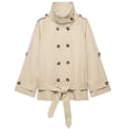 thumbnail image 1 of Double Breasted Crop Trench Coats for Women Casual Stand Collar Belted Lightweight Outerwear, 1 of 6