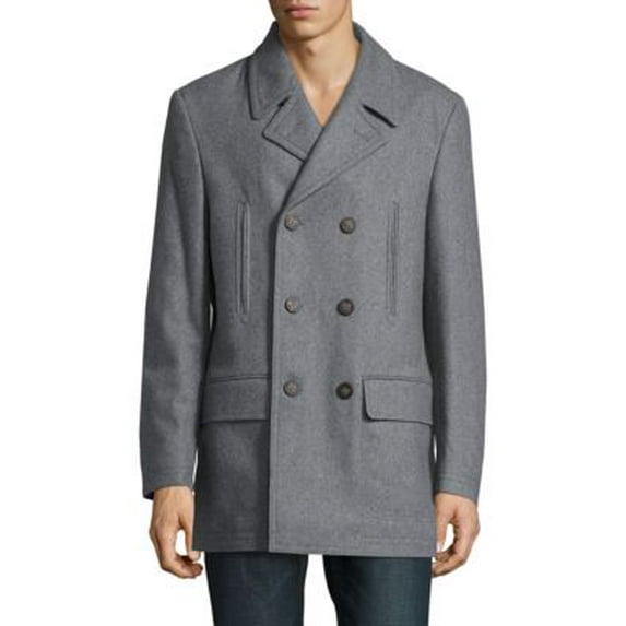 Ralph Lauren Mens Double-Breasted Pea Coat, Grey, 40 Short