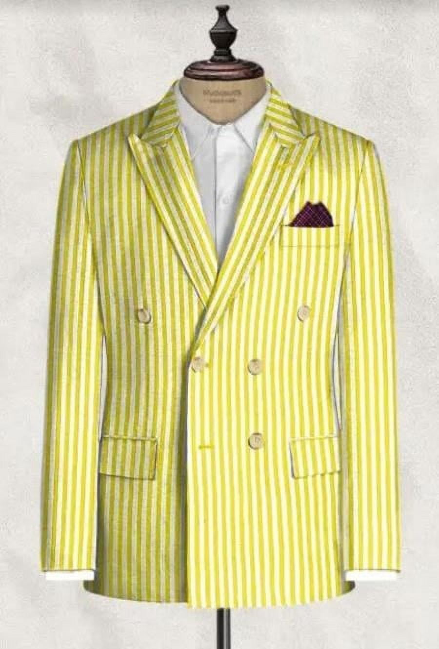 Double Breasted Seersucker Suit Yellow Summer Suit