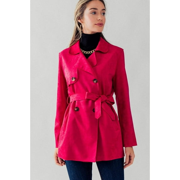 Double Breasted Soft Suede Trench Coat