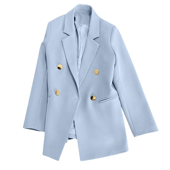Double-Breasted Suit Blazers for Women Long Sleeve Loose Casual Outerwear Notch Lapel Trendy 2025 Business Jackets