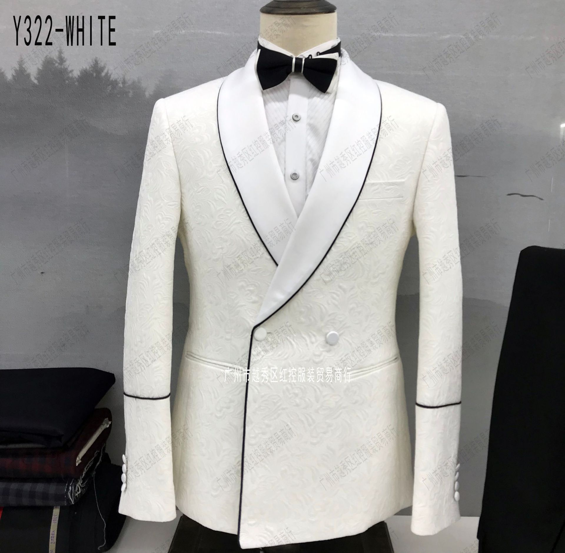 Double Breasted Suit White Dress Banquet Men White Wedding Suit Groom