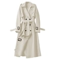 thumbnail image 1 of Double Breasted Trench Coat for Women Classic Lapel Overcoats Casual Office Long Sleeve Open Front Blazer Jackets, 1 of 5