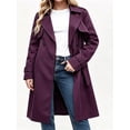 thumbnail image 1 of Double Breasted Women Solid Color Casual Long Trench Coat with Belt, 1 of 6