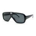 thumbnail image 1 of Double Bridge Flat Top Mafia Racer Rectangular Plastic Sunglasses All Black, 1 of 4