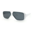 thumbnail image 1 of Double Bridge Flat Top Mafia Racer Rectangular Plastic Sunglasses White - Black, 1 of 4