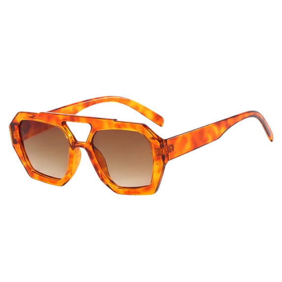 Double Bridge Hexagonal Sunglasses Uv400 Lens Square Shades Fashion Sun Glasses For Driving Travel Outdoor Sport(Orange-14.5Cm)