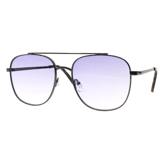 Double Bridge Pilot Sunglasses Square Metal Frame Gunmetal, Purple Gradient Lens