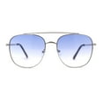thumbnail image 1 of Double Bridge Rectangular Officer Color Gradient Metal Sunglasses Silver Blue, 1 of 4
