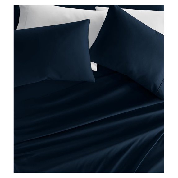 Double-Brushed Microfiber Full Sheet Set 4 Piece – Oeko-TEX Certified Ultra Soft & Wrinkle-Free - 16" Deep Pocket Sheets - Easy Care Full Size - Navy