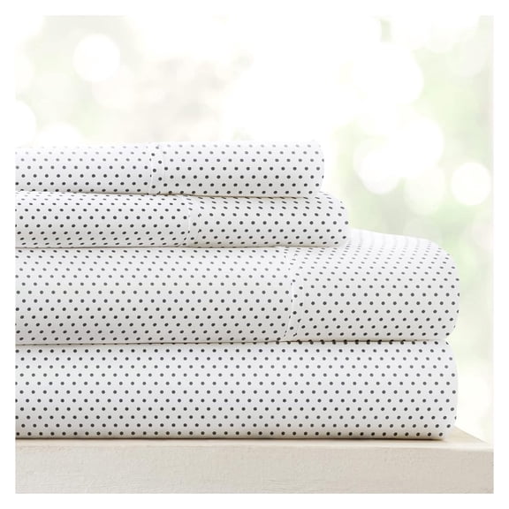 Double-Brushed Patterned Microfiber King Sheet Set 4 Piece – Oeko-TEX Certified Ultra Soft & Wrinkle-Free - 16" Deep Pocket Sheets - Easy Care King Size - Stippled Gray