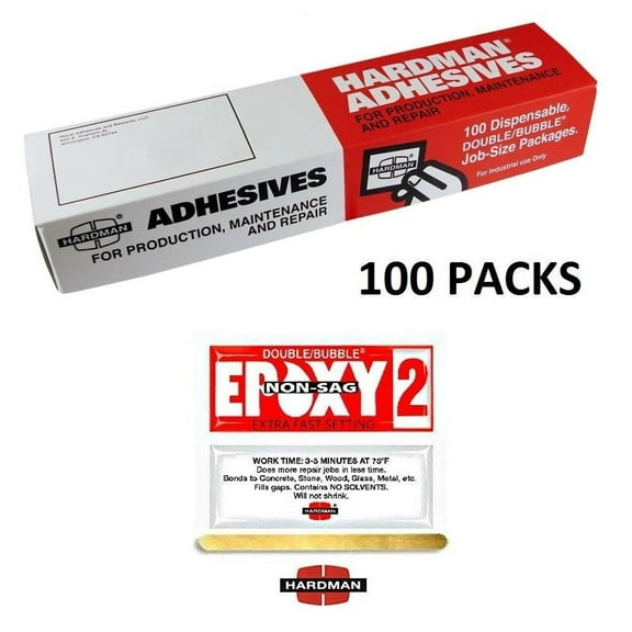 Double Bubble Epoxy Red 2 Non Sag 3.5g 100 Packs Super Fast Set Hardman 04008