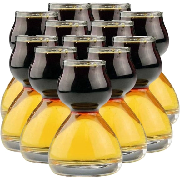 Double Bubble Layered Shot Glass Set  Chaser Shot Glass Jigger for Smooth Serving (1.25 oz & 2.25 oz, Clear, Set of 12)