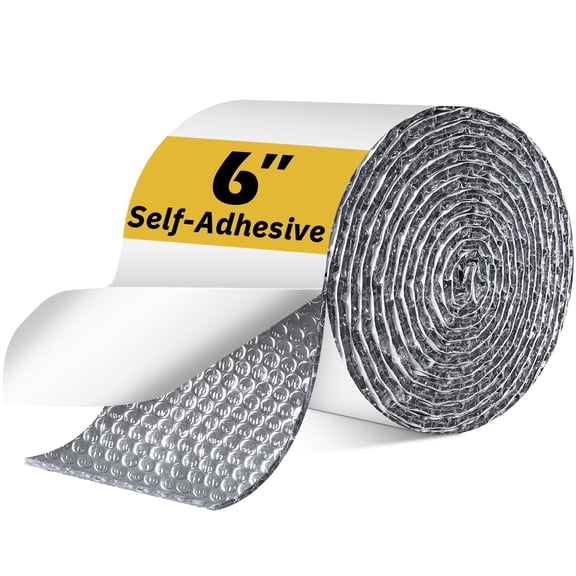 Double Bubble Reflective Foil Insulation Tape, Self-Adhesive Ac Pipe Insulation Wrap for AC Hose, HVAC Duct, Exhaust Hose, Bubble Wrap Insulation for Weatherproof Attics, Windows, Garages -6 inch