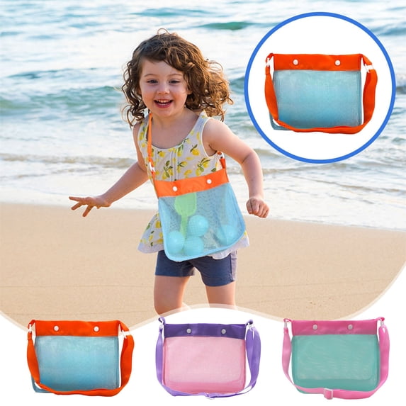 Double Buckle Mesh Beach Bag Sand Toys Storage Pouch Breathable Quick Dry for Pool Beach Outdoor Travel Beach Tote by PALIFEUR