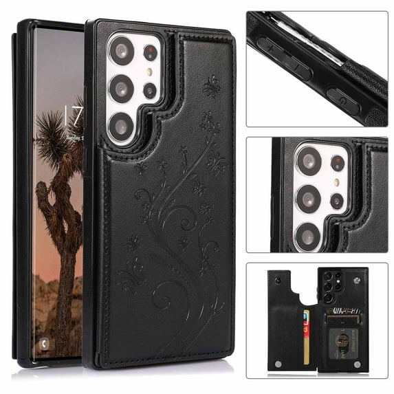 Double Buckle Stand Flip Phone Case For Samsung S25 Ultra S24 Plus S23 FE S22 S21 A15 A14 A13 A54 A73 A53 A33 A32 A52 A72 A71 A51 Note 20 Ultra Wallet Card Solt Leather Cover