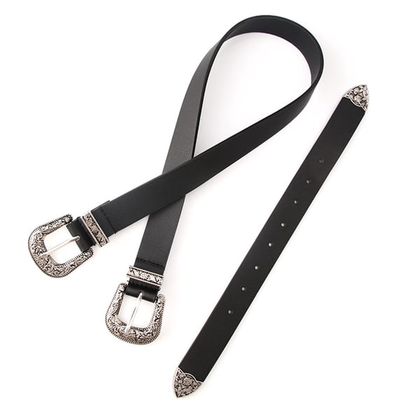 Double-Buckle Western Belt for Women Vintage Western Belt Cowboy Belts For Men With Big Buckle Leather Belt Jeans Belt