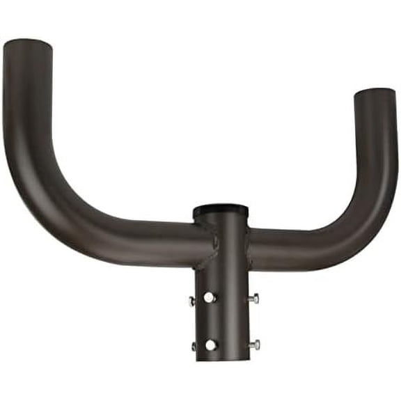 Double Bullhorn Mounting Bracket for 2 Lighting Fixtures with 2-3/8" Slip Fitter,Post Light Accessories for Led Area Lights,2 Arms at 180 Degree,Bullhead Tenon Adapter,Galvanized Steel,Bronze