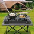 thumbnail image 1 of Double Burner Butane Stove, Butane Camping Stove Kit with Grill Plate and Carrying Case, Portable Auto Ignition Camping Burner LPG for RV, Apartments, Outdoor (No Baking Pan), 1 of 11
