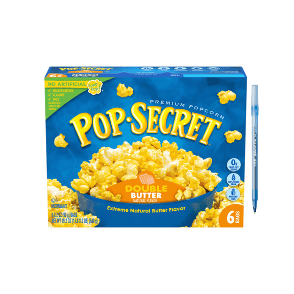 Double Butter Microwave Popcorn, 6 Bags, 3.2 oz
