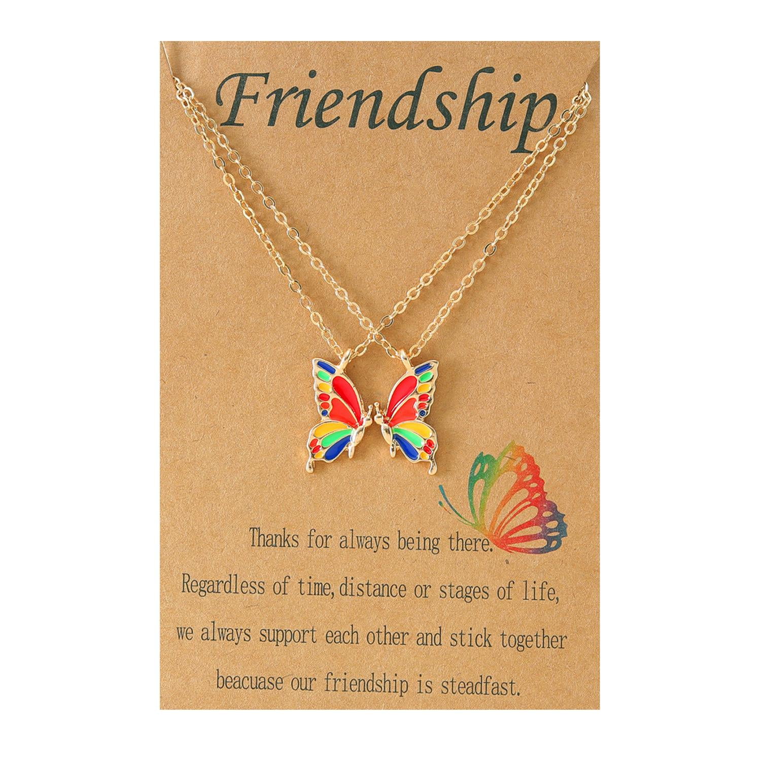 Double Butterfly Necklace Set 2 Colorful Gold Minimalist Jewelry for ...