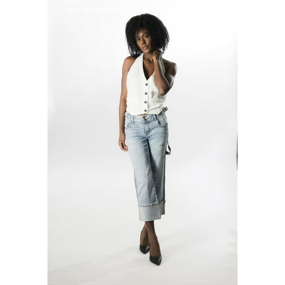 Double-Button Skater Capri with Carpenter Details