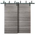 thumbnail image 1 of Double Bypass Barn Sliding Grey Doors 60 x 96 with 6.6FT Rails, 1 of 6
