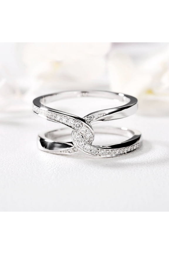 Womens Copper Ring with Double C Cross Buckle Design Simple Band Ring Perfect for Everyday Wear Fashion Jewelry Gift for Her White