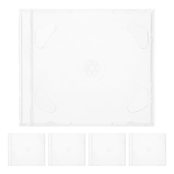 Set of 5 Clear DVD and CD Organizers, Compact Disc Storage Cases, Sleek Boxes for Use