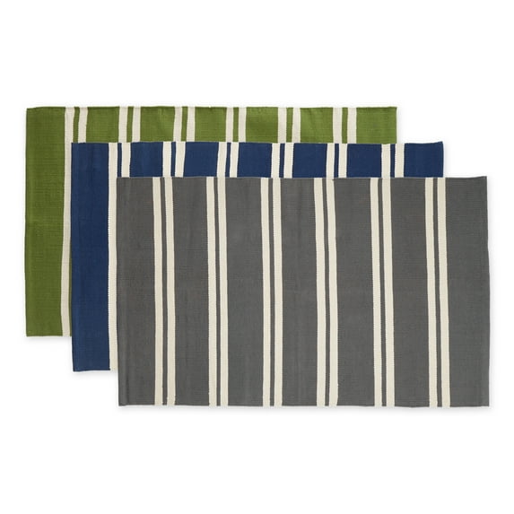 DII J&M Home Fashions Stripes Tropical Contemporary Traditional Area Rug, White, 30" x 48"