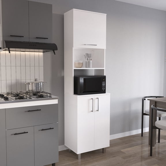 Double Cabinet Kitchen Pantry with Ample Shelving / Suitable for Small Appliances in Kitchen