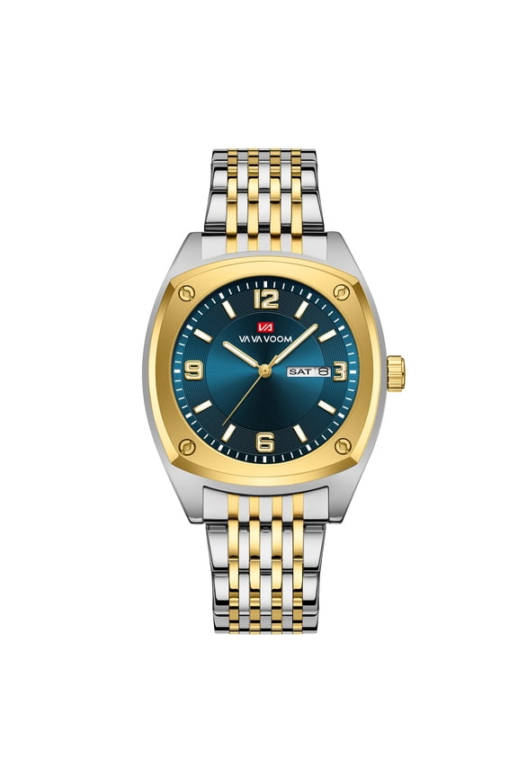 Double Calendar Business Men's Watch, Waterproof, Luminous, Quartz Movement, Stainless Steel Strap Wristwatch