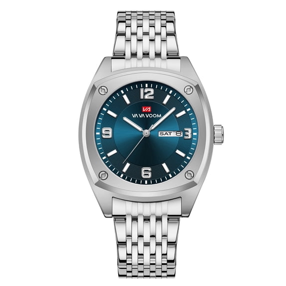 Double Calendar Business Men's Watch, Waterproof, Luminous, Quartz Movement, Stainless Steel Strap Wristwatch