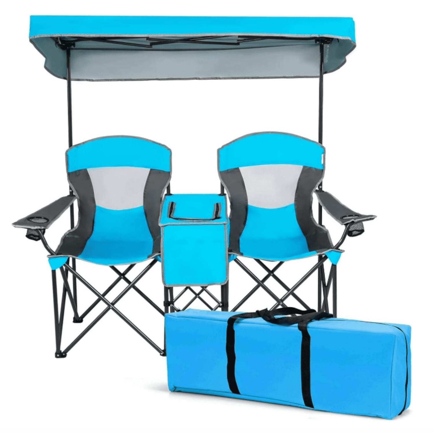 Camping Chair With Canopy - UPF 50+ Sun Shade Folding Beach Chair