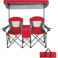 thumbnail image 1 of Double Camping Chair with Canopy, Foldable Loveseat Picnic Chair w/Cup Holders & Carrying Bag, Portable Beach Chair for 2-Person, Adults Outdoor (Red), 1 of 9