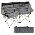 thumbnail image 1 of Double Camping Chair - Heavy Duty Oversized Padded Love Seat - Folding Beach Chair with Cup Holder & Carry Strap - Black/Grey, 1 of 8