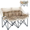 thumbnail image 1 of Double Camping Chair Oversized 2 Person Foldable Loveseat for Outdoor Lawn Beach, 1 of 8
