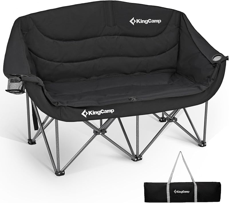 Double Camping Chair With Umbrella, Folding Loveseat