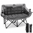 thumbnail image 1 of Double Camping Chairs for Adults, Outdoor Heavy Duty Padded Loveseat, Oversized Folding Camping Couch with Cup Holder and Carrying Bag, Gray Plaid, 1 of 8