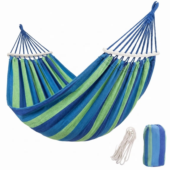Double Camping Hammock 78.8" x 60", 660 lb Capacity, Portable Outdoor Hammock with Travel Bag(Blue)