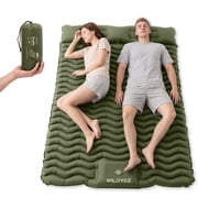 Double Camping Sleeping Pad - Self Inflating 4" Extra-Thick for 2 Person with Pillow Built-in Foot Pump Inflatable Sleeping Mat for Backpacking, Traveling, Portable Camping Mat
